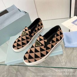 Casual Shoes Spring Diamond Chequered Colour Block Low Heel Flat Bottom Versatile Lazy One Step