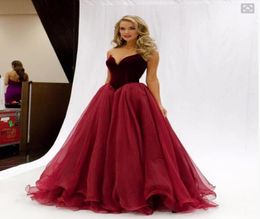 Vintage Dark Red Wine Prom Dresses Organza Sweetheart A line Princess Royal Party Gowns Simple Custom Made Evening Gowns 20167748975