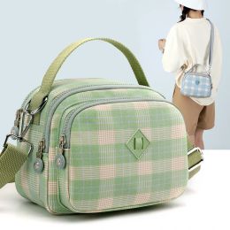 Bags Causal Colourful Women Plaid Shoulder Bag Multi Layer Nylon Bag Female Mini Cute Mobile Phone Crossbody Bags Girls Outdoor Tote