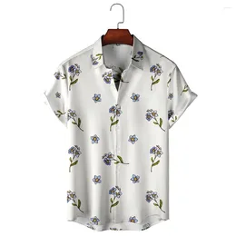 Men's Casual Shirts Women's Fresh Floral Pattern Print Design Fashionable Seaside Short Sleeve Button Ups