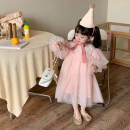 Girl Dresses 2024 Spring Baby Girls Dress Birthday Party Tutu Princess For Children's Pink Beige Clothes Cute Casual Kids 2-7 Years