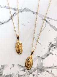 Virgin Mary Necklace Dainty Gold Medallion women Necklace Mother Mary Pendant necklaces Religious Catholic Gift for woman7615532