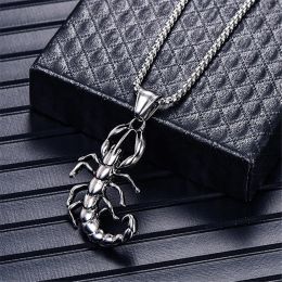 Necklaces Cool Punk Scorpio Scorpion Pendant Necklaces Male 14K White Gold Necklace For Men/Women Fashion Jewellery 2024