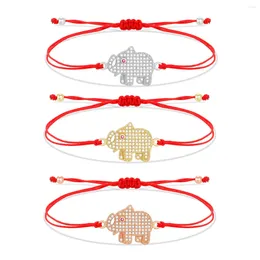 Charm Bracelets Multicolor CZ Stones Cute Lucky Elephant Handmade Bracelet Women Girl 2024 Fashion Animal Red String Jewelry Gift