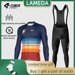 Racing Sets Lameda Men's Cycling Clothing Set Bicycle Long Sleeve Suit Professional Road Mountain Bike Sweatshirt Combination