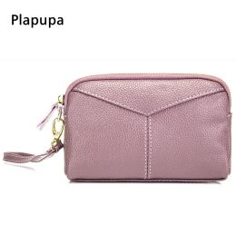 Wallets Women's Elegant Genuine Leather Hand Clutches Bag Female Redbud Pattern Versatile Hand Wallet Cell Phone Bag Inside Coin Purse