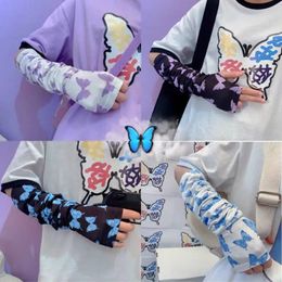 1pair Neue trendige Schmetterlingsdruck Ice Seidenhülle Japan Style Lolita Kawaii Mädchen Anime Arm Manschette Stilvolle Sonnenschutzsonne