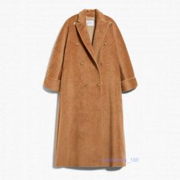 Luxury Coat Cashmere Coat Designer Coat Womens Wool Blend Coat MaxMaras Womens Camel Down Double Breasted Silhouette Coat