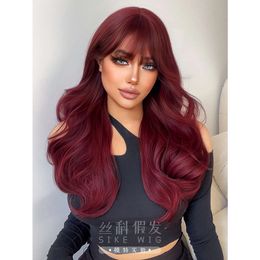 human curly wigs Wig womens long hair natural long curly hair red fashionable scalp synthetic Fibre full head cover