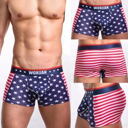 Underpants Flag Sexy Striped Underwear Men's Boxer Shorts Bulge Pouch Comfortable Calzoncillos Male Panties Bielizna