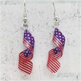 Dangle Chandelier Earrings Spiral American Flag For Women Girls Lightweight Independence Day Drop Earring Jewelry Delivery Dhd8F