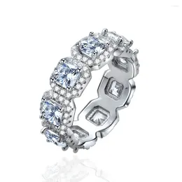 Cluster Rings LOKWAN 925 Sterling Silver Asscher Square Splice High Carbon Diamond Women's Personality Fashion Trend Fine Jewellery Gift