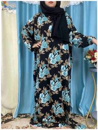 Ethnic Clothing 2024 New African Women Abayas Ramadan Prayer Dubai Turkey Middle East Femme Rayon Robe Floral Loose African Dress Turban Joint d240419