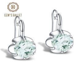 GEM039S BALLET Pure 925 Sterling Silver Fine Jewellery Oval 547Ct Natural Green Amethyst Birthstone Stud Earrings For Women 21069459167