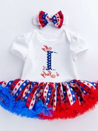 2024 Independence 2024 Day Baby Harper Baby Dress Cartoon Letter Stripe Star Newborn Bodysuit fashion