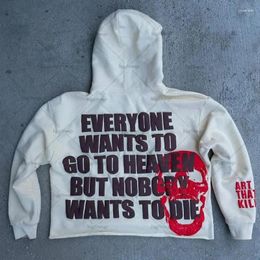 Men's Hoodies Y2k Letter Skull Print Oversized Sweatshirt Men Hip-hop Retro All-match Pullover Hoodie Street Loose Casual Wear Women