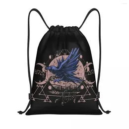 Shopping Bags Custom Raven Wiccan Mandala Drawstring Backpack Men Women Lightweight Gym Sports Sackpack Sacks For Travelling