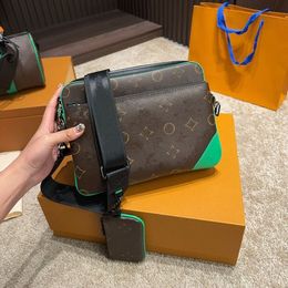24SS Top Luxury Handbag Designer First Layer Cowhide Trio 3-in-1 Messenger Bag Men's Shoulder Bag Crossbody Bag Mahjong Bag Coin W Retm