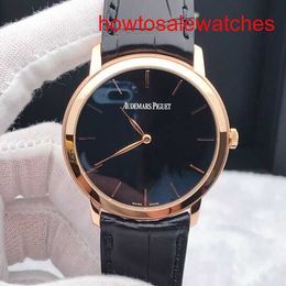 Womens AP Wrist Watch 18k Rose Gold Automatic Mechanical 41mm Black Dial Mens 15180OR.OO.A002CR.01 Crocodile Leather Watch Strap