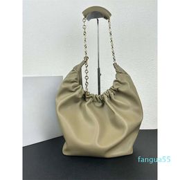 Factory Promotion Handbag Luojia Squeeze Garbage Bag New Folded Soft Cowhide Chain Underarm Tote Crossbody Shoulder