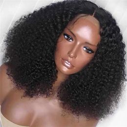 human curly wigs Wig womens black small curly medium long hair wig headband synthetic short curly hair