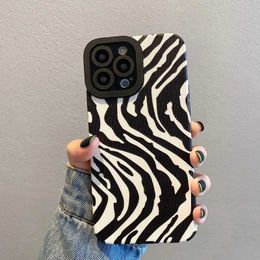 Cell Phone Cases Fashionable Zebra striped silicone shell suitable for iPhone 15 12 13 Plus 11 Pro Max Mini SE X XS XR 7 8 SE soft leather shock cover J240418