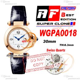 Pasha WGPA0018 Swiss Quartz Womens Watch AF 30mm Rose Gold White Textured Dial Blue Leather Strap Ladies Watches Lady Super Edition Reloj De Mujer Puretime PTCAR