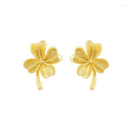 Stud Earrings High Quality High-end Jewellery 24k Gold-plated Lucky Clover For Women's Glamour Fashion Engagement Gift