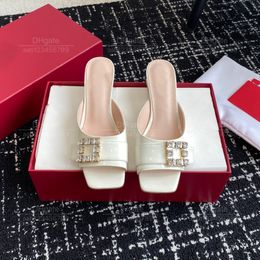 Top Mirror Quality Classic Brand Designer black 4.5cm high heeled sandals summer Womens Sandals Classic Versatile Genuine white Leather Sandal 35-39 size with box