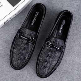 Casual Shoes All-match Soft Loafers Men Leather Spring Summer Black Slip On Fashion Italian Trendy Driving Flats For Man