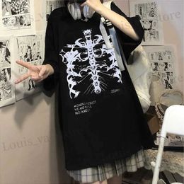 Men's T-Shirts Y2k Harajuku Skeleton Print T-shirts for Gothic Hip Hop Strtwear Men Women T Shirt Summer Black Goth Clothes Short Slve Ts T240419