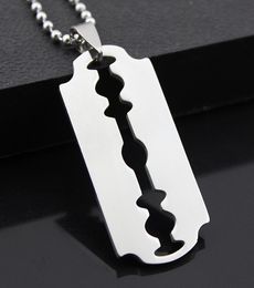 5pcs Stainless Steel Razor Blades Pendant Necklaces Men Steel Male Shaver Shape Necklace geometric Wife gift4533615