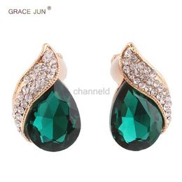 Other High-grade Rhinestone Crystal Tear Drop Shape Clip on Earrings Non Piercing for Women Wedding Luxury No Hole Earrings New 240419