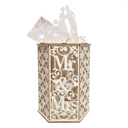 Party Supplies Exquisite Baby Shower Vintage Collection Gift Wooden Hexagon Wedding Card Box Graduations Birthday Money Receptions