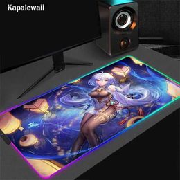 Mouse Pads Wrist Rests Large RGB Gamer Mousepad Genshin Impact Mouse Mat Gaming Mousepads LED Keyboard Mats Luminous Desk Pads 100x50 Mouse Pad For PC Y240419