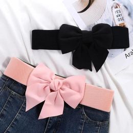 Belts Elegant Large Knot Elastic Bow Belt Ladies Dress Wide Side Waist Fashion Jeans Pants Simple Decorative