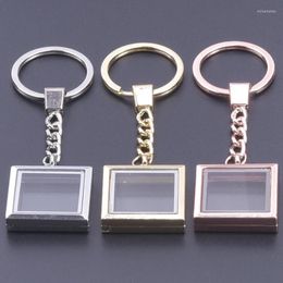 Keychains 10Pcs/Lot Glass Geometric Ashes Urn Locket Pendant Keychain For Men Clear Square Living Relicario Keyring Jewellery