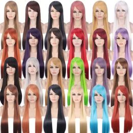 human curly wigs Hot selling cosplay wigs Coloured anime wigs long hair styles high-temperature silk synthetic Fibre straight hair