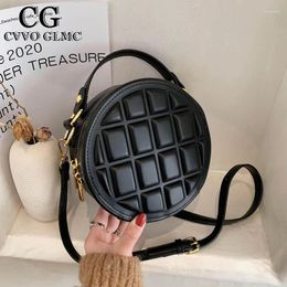 Shoulder Bags Cvvo Glmc Small Round Bag 2024 Cross-body Stone Pattern Handbag Zipper Mobile Phone