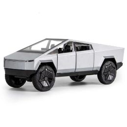 Cars Electronic 1/24 Alloy Large Tesla Pickup Diecast Cars Model Vehicle Simulation Door Opening Force Offroad Toys Gift Decoration