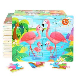 3D Puzzles 15*11cm 3D Puzzle Cartoon Animals Wood Puzzle Kids Cognitive Jigsaw Puzzle Baby Wooden Toys Educational Toys for Children 240419