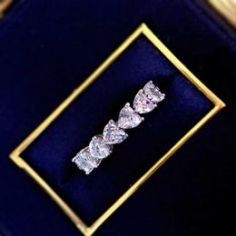 Wedding Rings 100% 925 Sterling Silver Love Heart Shape 5mm Moissanite Gemstone Pass Diamond Test Wedding Band Ring For Women Fine Jewelry 240419