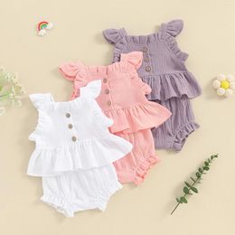 Clothing Sets Summer Toddler Baby Girl Outfits Sleeve Button Ruffle Tops Shorts Set Casual Clothes