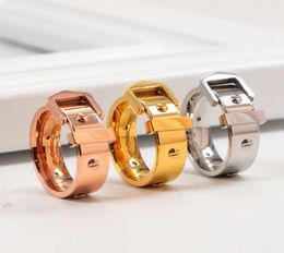 Belt Buckle Rivet Couple Ring Titanium Steel Men And Women Rings Accessories Gift8035542