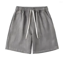 Men's Shorts Mid-rise Men Solid Colour Summer Athletic With Elastic Drawstring Waist Pockets Wide For Active