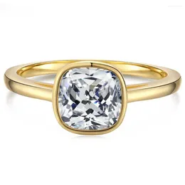 Cluster Rings Versatile 18K Gold-plated 925 Sterling Silver 7 7MM High Carbon Diamond Gemstone Wedding Engagement Ring