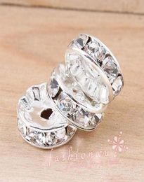 200pcslots Plated Silver Rhinestone Round Spacer Beads 10mm For Jewelry Making Bracelet Necklace DIY Findings3861836