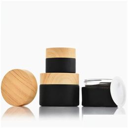 Packing Bottles Wholesale Jar Cream Bottle Cosmetic Jars Container With Plastic Wood Grain Er Black Frosted Drop Delivery Office Schoo Dh6Hc