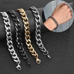 Chain Men Simple Stainless Steel Curb Cuban Link Chain Bracelet for Women Unisex Bangle Fashion Hiphop Wristband Jewelry Gift 5-11 mm d240419