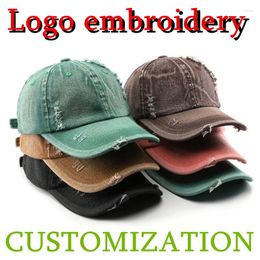 Ball Caps Vintage Distressed Hat Custom Snapback Hats Adult Women's Denim Cotton Sports Hip Hop Men's Ripped Adjustable Logo Gorros
